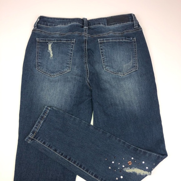 Seven7 Distressed Jewel Ankle Skinny Jeans 8 - Picture 3 of 16